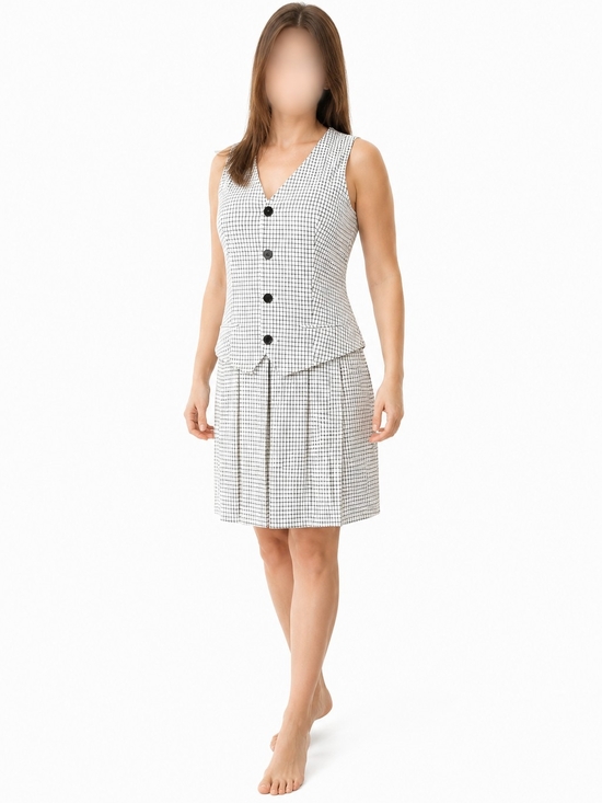 Suzy Shier Dresses & Skirts - 🔥2 For 39$🔥 2 In 1,Suzy Shier Checked Pleated Skirt Set with Sleeveless Vest